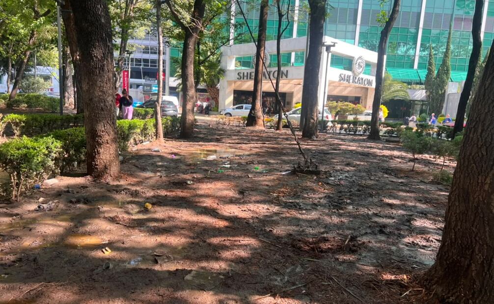 Paseo de la Reforma amanece con basura y daños tras festejos por partido de la Selección Mexicana. Foto: Osmar Alvarado