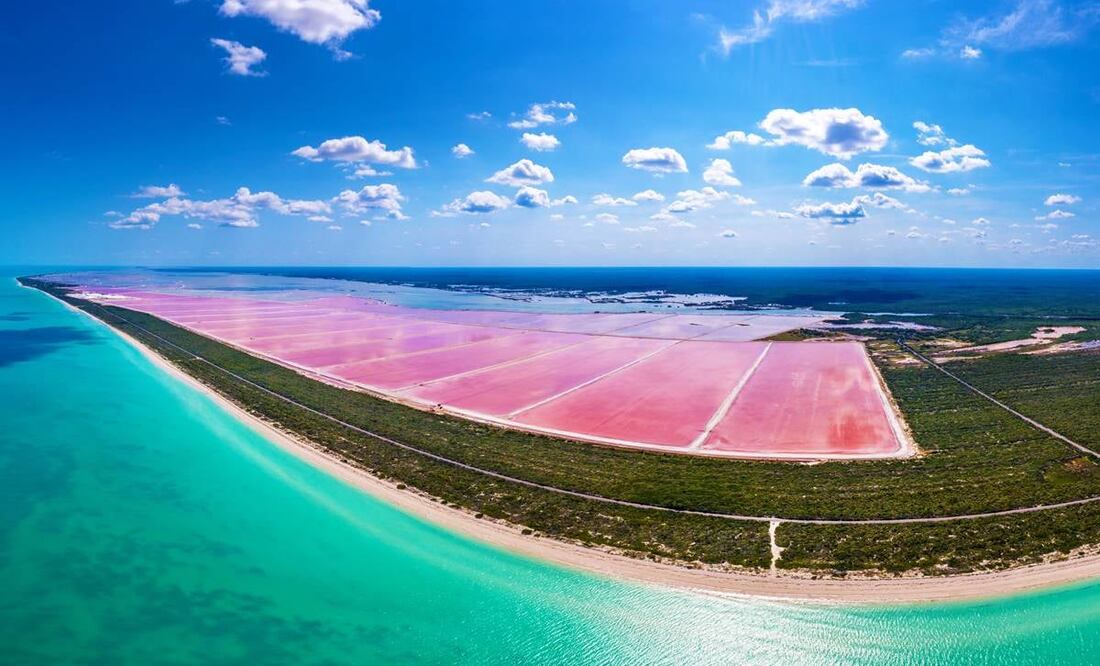Las lagunas rosadas de esta salinera son una sensación en Instagram. Foto: Sefotur Yucatán