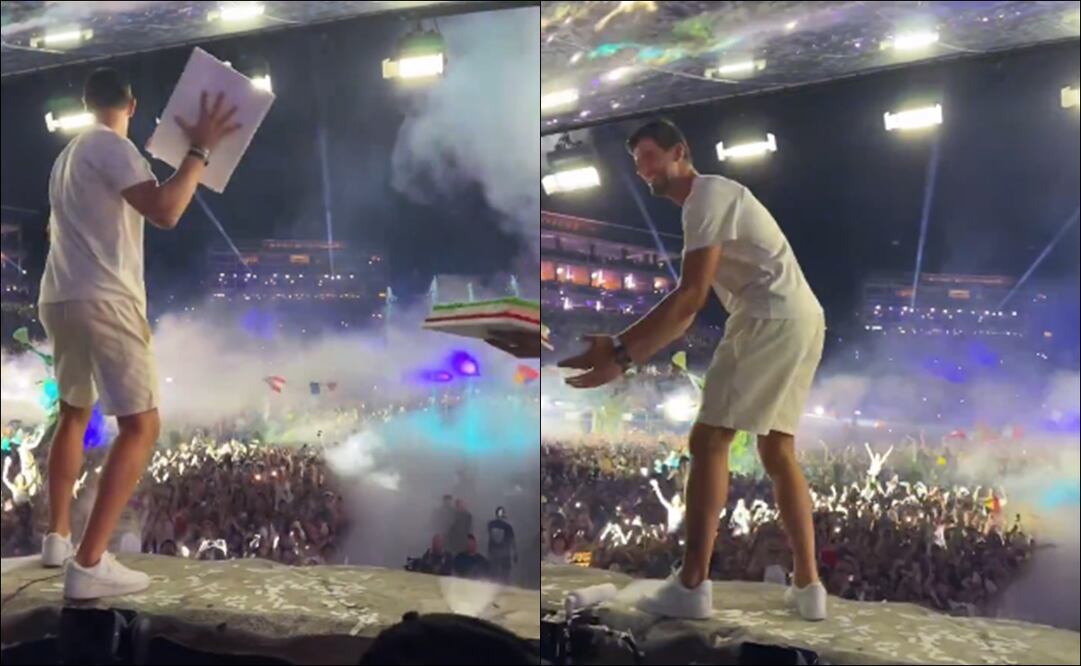 Thibaut Courtois lanzó pasteles junto a Steve Aoki / Foto: Especiales