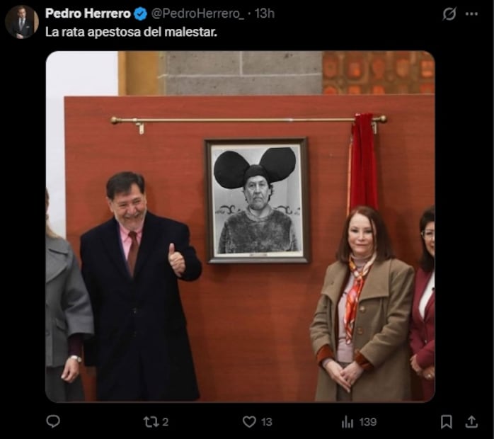 Retrato oficial de Noroña en el Senado desata reacciones en redes. Foto: Captura de pantalla