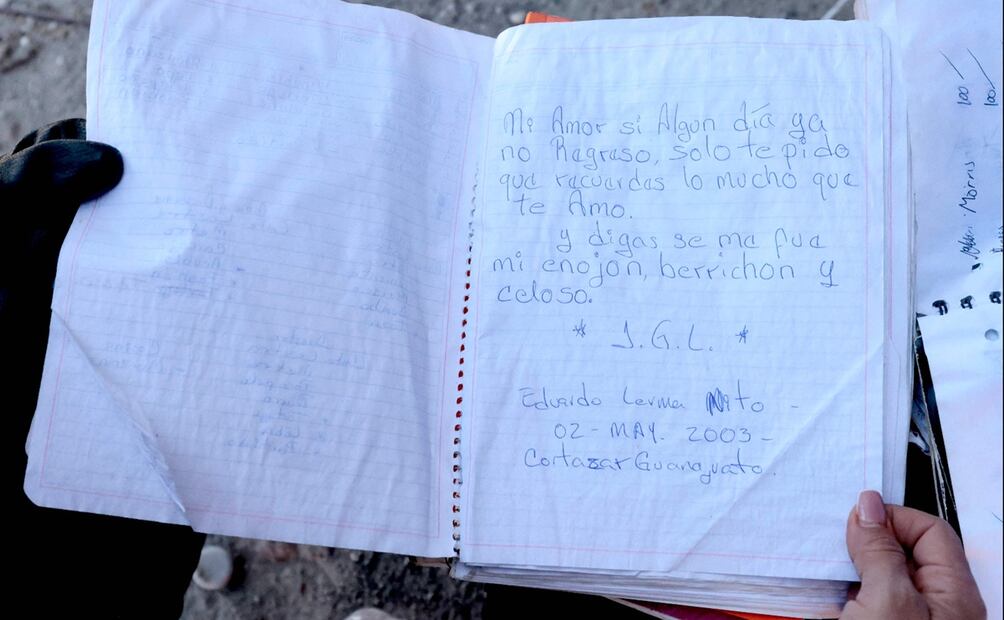 Imagen de una carta de despedida de un joven a su amada hallada por los buscadores, el 5 de marzo de 2025. Foto: AFP