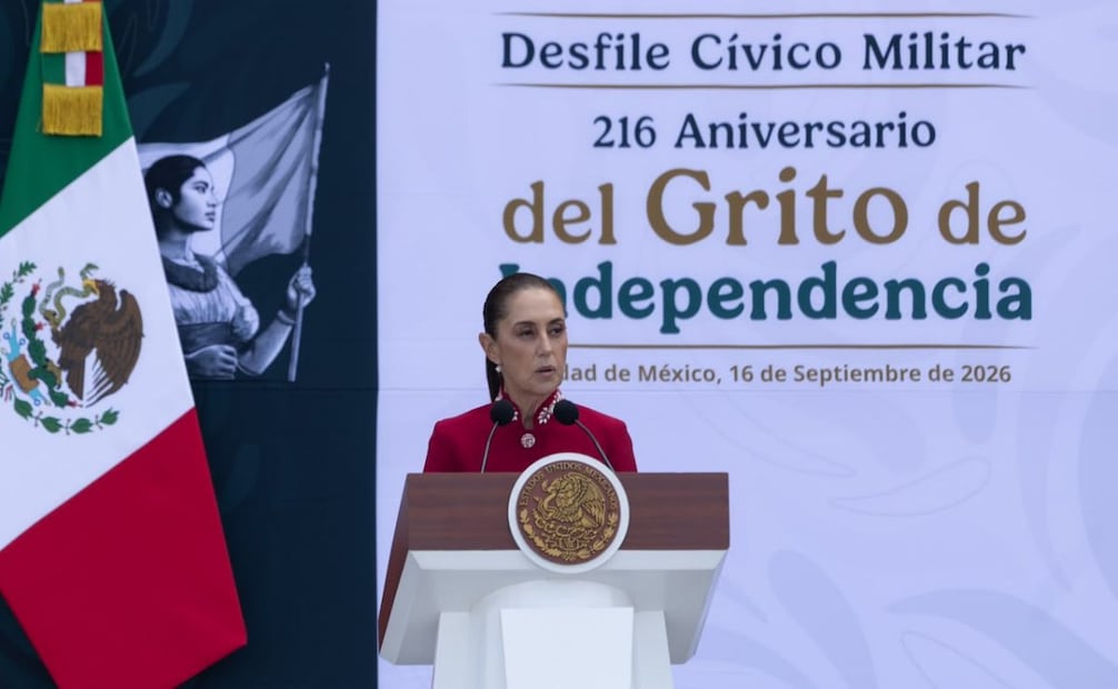 La presidenta Claudia Sheinbaum encabezó el Desfile Cívico Militar por el 216 Aniversario del inicio de la Independencia de México el 16 de septiembre de 2026. Foto: Hugo Salvador/ EL UNIVERSAL
