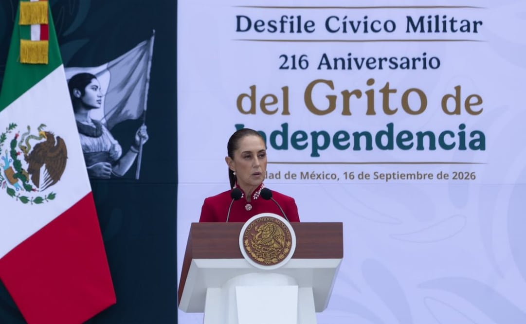 La presidenta Claudia Sheinbaum encabezó el Desfile Cívico Militar por el 216 Aniversario del inicio de la Independencia de México el 16 de septiembre de 2026. Foto: Hugo Salvador/ EL UNIVERSAL