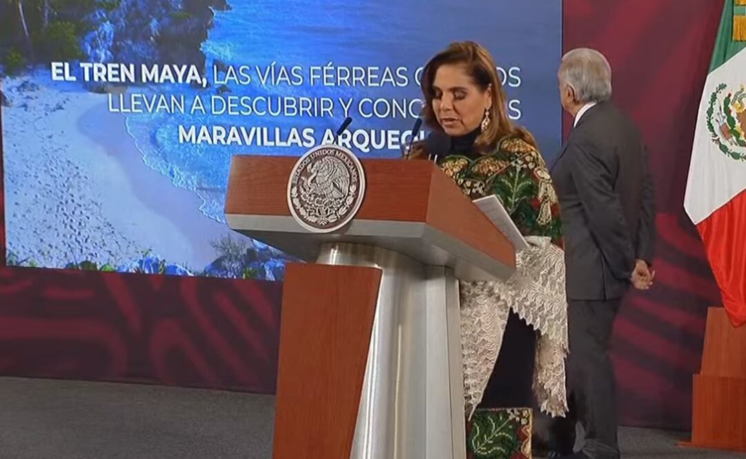 “Señor presidente, muchas gracias por la construcción del Tren Maya", expresó la mandataria de Quintana Roo. Foto: Captura