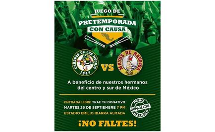 Realizarán partido de béisbol en beneficio de damnificados por sismo