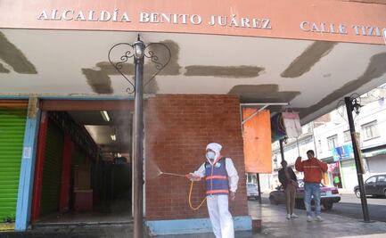 Ante coronavirus, desinfectan espacios públicos en alcaldía Benito Juárez