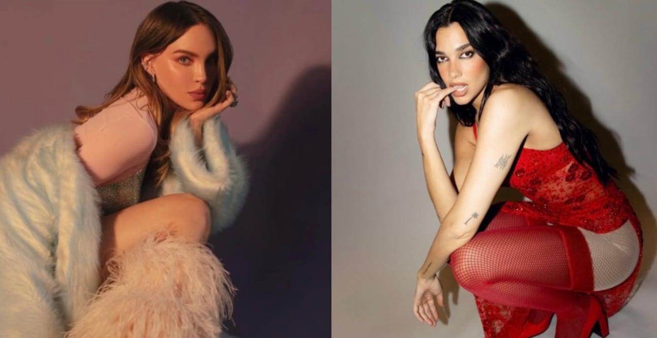 Dua Lipa y Belinda coincidieron en su elección de trajes negros con rayas blancas. Foto: Instagram @dualipa / @belindapop