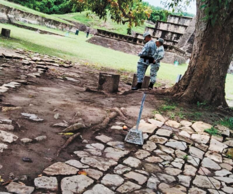 Presencia de elementos de la Guardia Nacional al interior del área de monumentos de la zona arqueológica de El Tajín. Foto: SNDTSC 