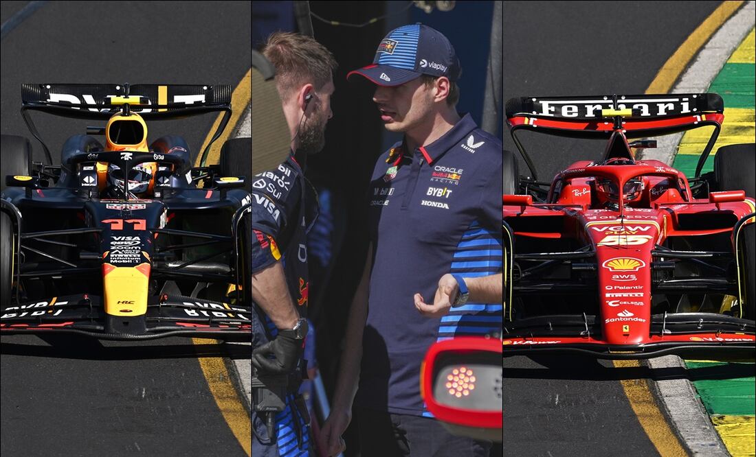 Checo Pérez, Max Verstappen y Carlos Sainz en el GP de Australia 2024 - Fotos: EFE | AP | EFE
