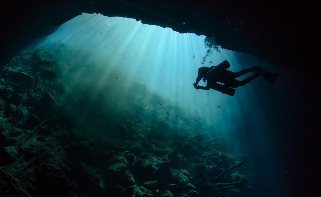 Una caverna fue localizada en el cenote Xlacah, de la Zona Arqueológica de Dzibilchaltún. Foto: Benjamin Magaña / INAH