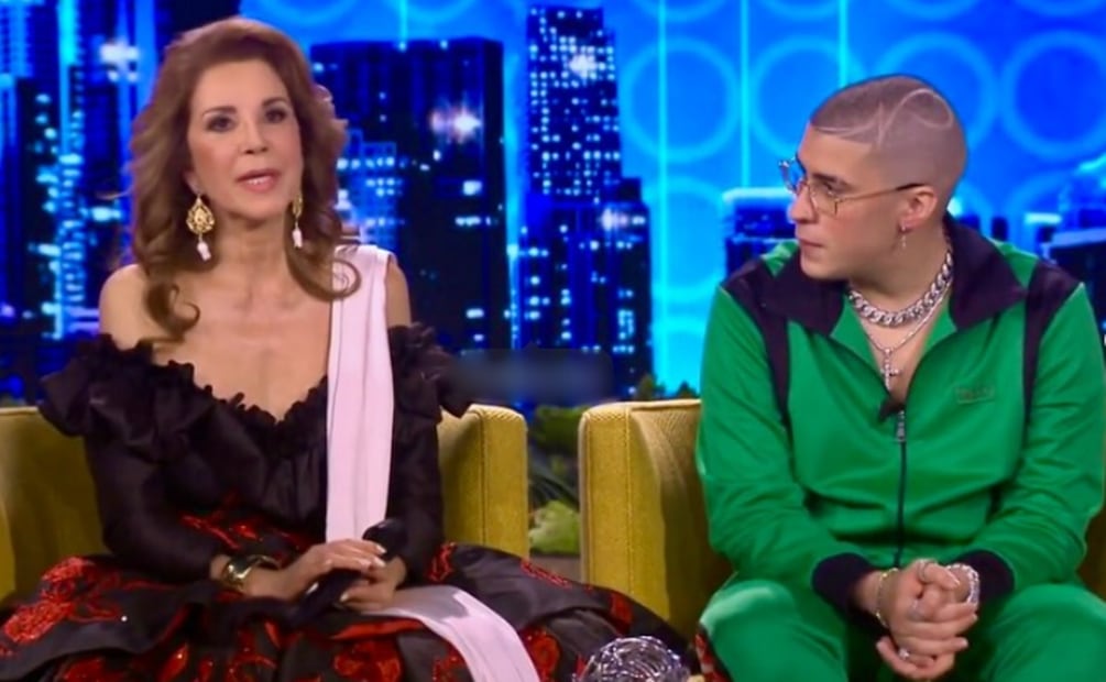 Guadalupe Pineda y Bad Bunny en el programa de Don Francisco, era 2018.Foto: Captura.