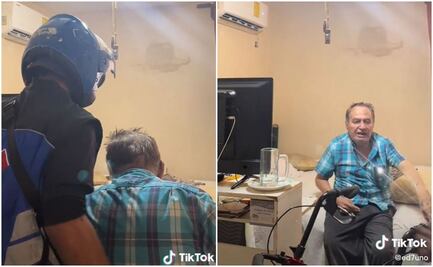 Abuelito pide pizza solo para que repartidor lo ayude 