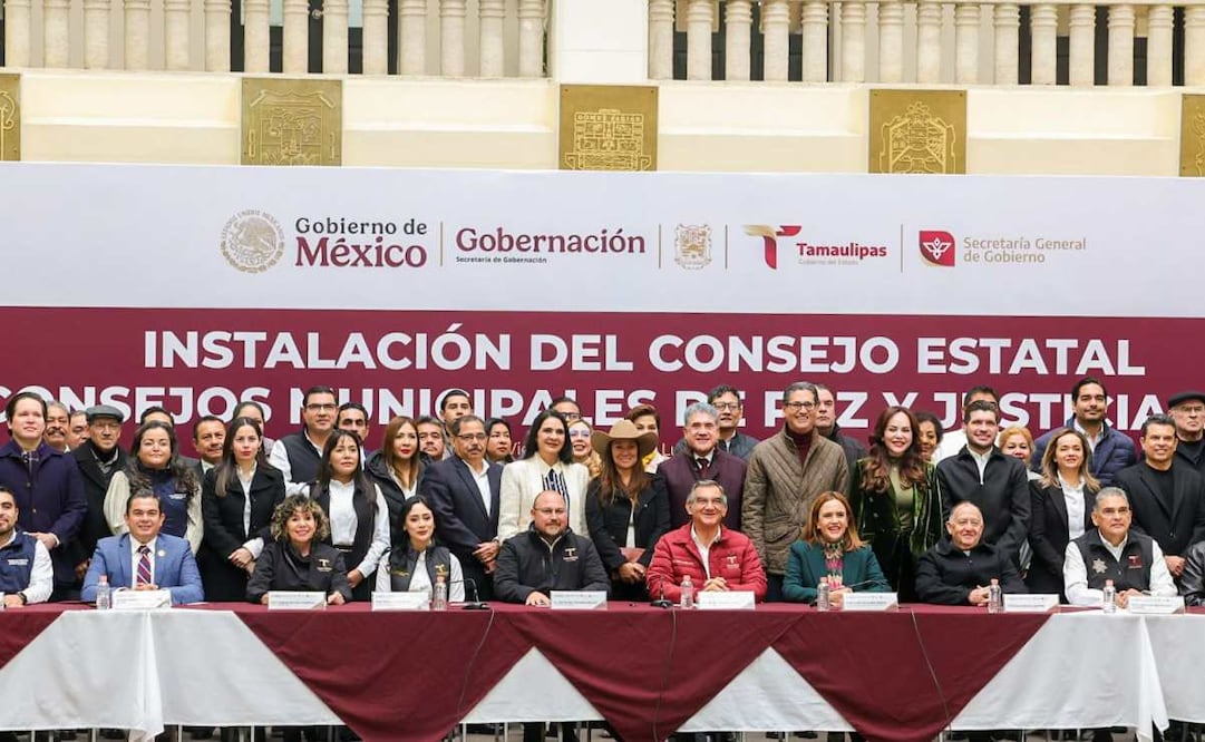 Instalación del Consejo Estatal y Consejos Municipales de Paz y Justicia Cívica, presidida por el gobernador Américo Villarreal. Foto: Especial