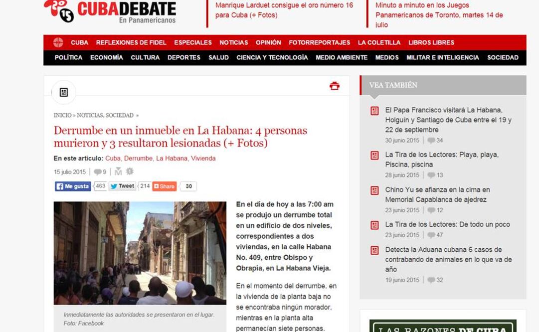 En el momento del derrumbe, en la vivienda de la planta baja no se encontraba ningún morador, mientras en la planta alta permanecían siete personas Foto: Cuba Debate