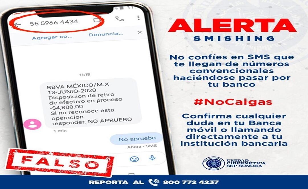 Alerta Unidad Cibernética por fraudes tipo “Smishing” en Sonora