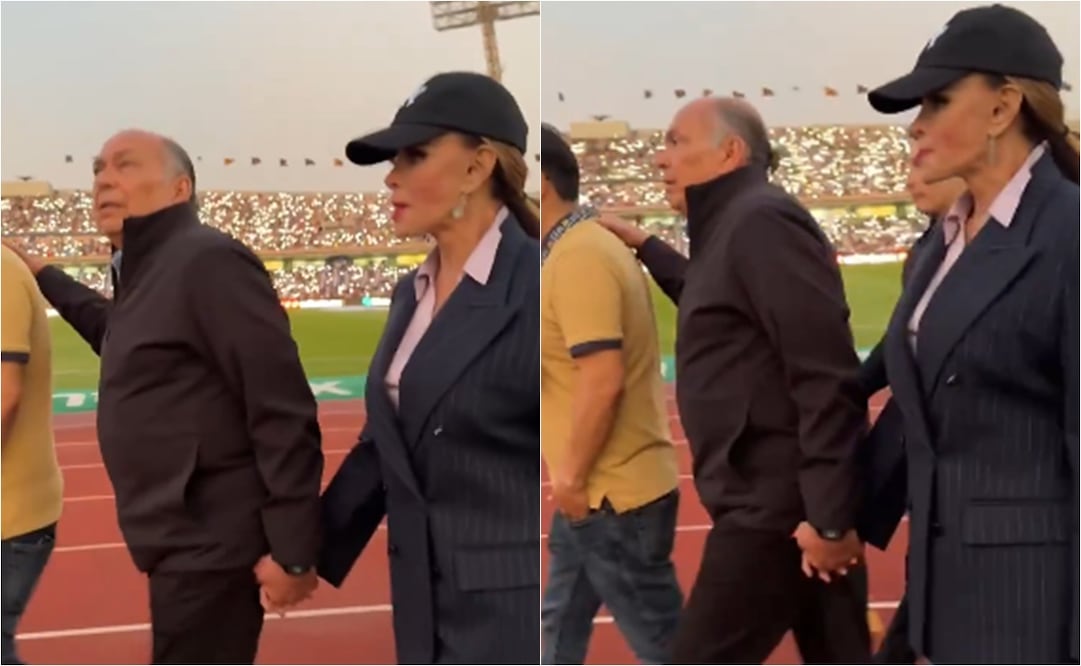 FOTO: Antonio Pérez Garibay, papá de Checo Pérez presume compañía; estuvo con Lucía Méndez en el partido de Pumas - CAPTURA DE PANTALLA TUDN