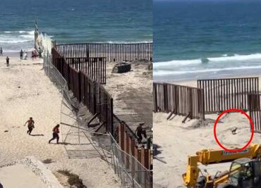 ¡Hasta el perro cruzó! Migrantes aprovechan reparación de muro y pasan corriendo a EU