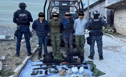 Detienen a cuatro presuntos integrantes del CJNG en Ixhuatán, Chiapas; les aseguraron armas largas y equipo táctico