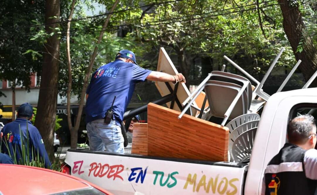Alcaldía Cuauhtémoc libera 2 mil 700 metros de vía pública en una semana (22/09/2025). Foto: Especial