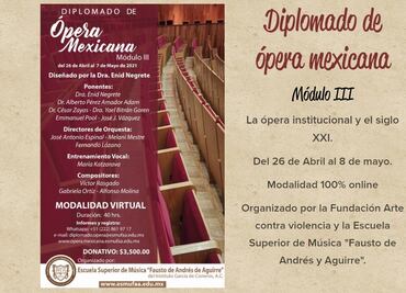 Diplomado sobre ópera revalora a los compositores mexicanos