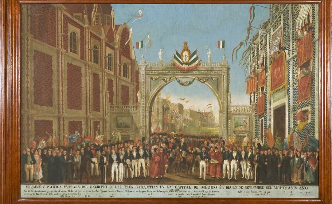 Óleo que retrata la entrada del Ejército Trigarante a la Ciudad de México el 27 de septiembre de 1821. Imagen: Museo de Chapultepec