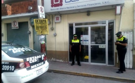 Intentan robar banco y hieren a gerente en Coyotepec, Edomex