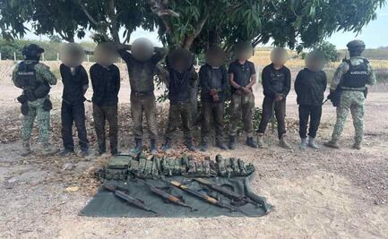 Fuerzas federales capturan a 10 sujetos armados en operativos en Escuinapa y Navolato, Sinaloa; inhabilitan 3 drones