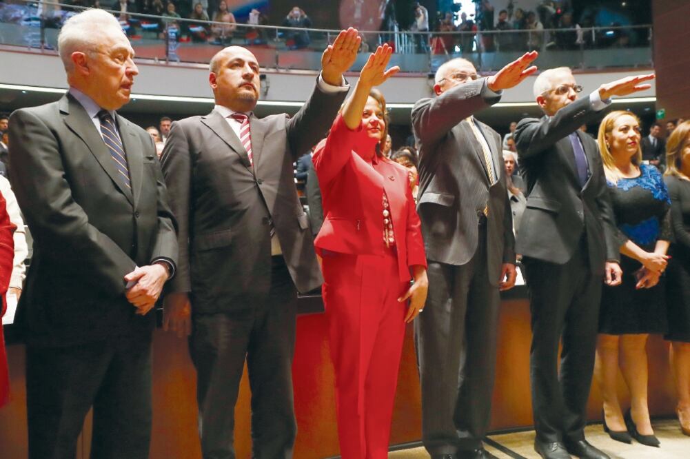 Protocolo. Los subsecretarios de Relaciones Exteriores, Julián Ventura, Jesús Seade, Martha Delgado Peralta y Maximiliano Reyes rindieron protesta. (YADÍN XOLALPA. EL UNIVERSAL)