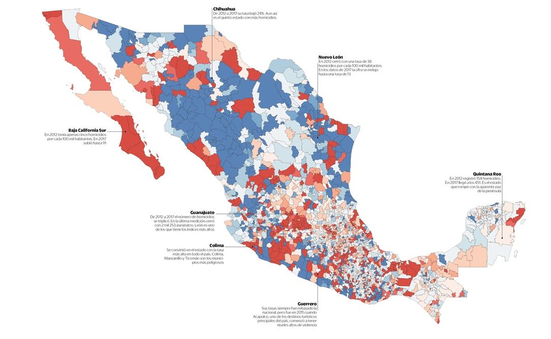 Violencia se muda del norte al centro y sur del país