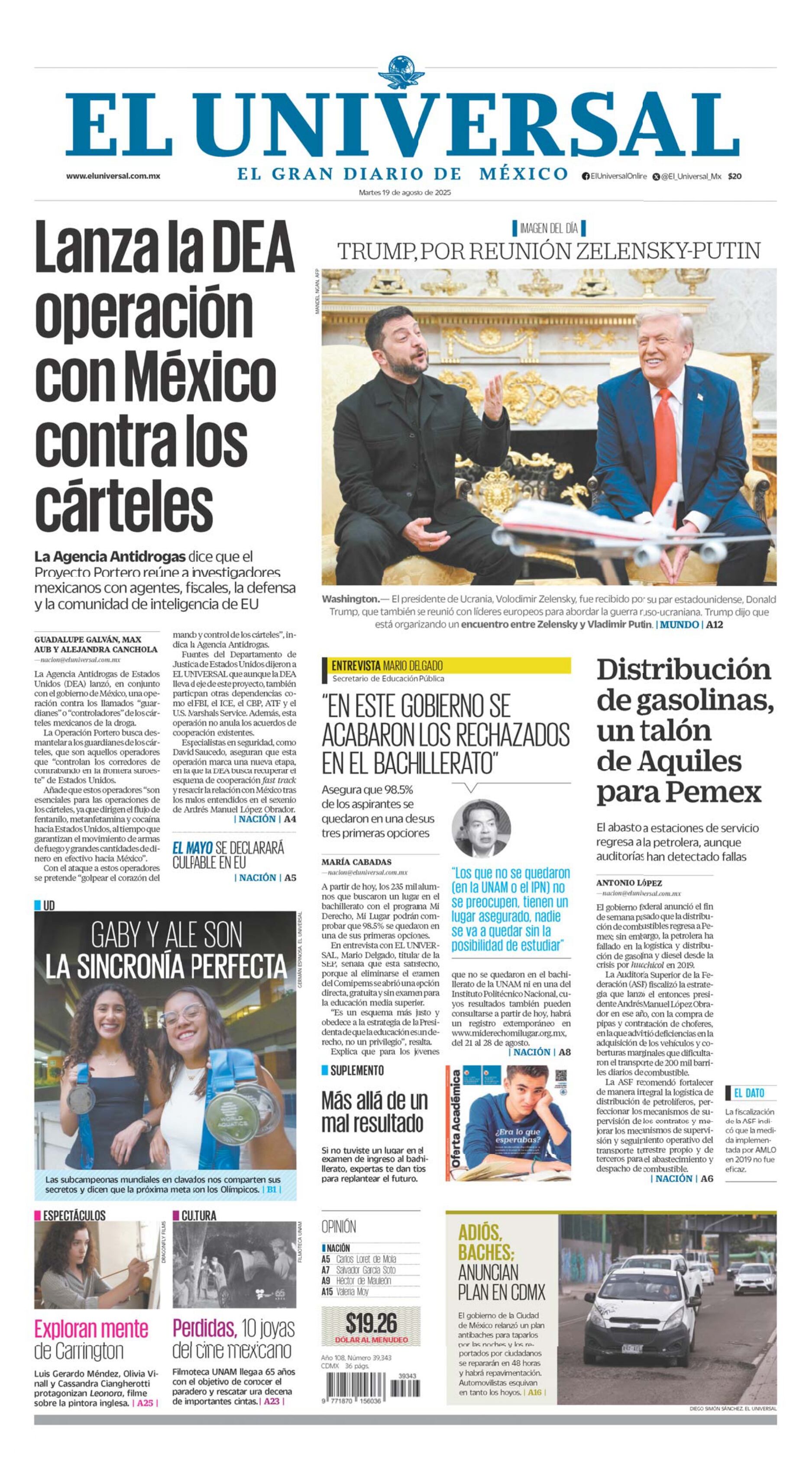 Portada impresa del 19 de agosto de 2025