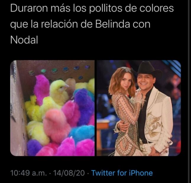 Adiós amor me voy de ti… le llueven los memes a Christian Nodal y Belinda
