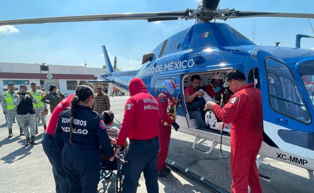 La Unidad de Rescate Aéreo Relámpagos encabezó las acciones de auxilio y traslado de suministros en Hidalgo. (20/10/25) Foto: Especial