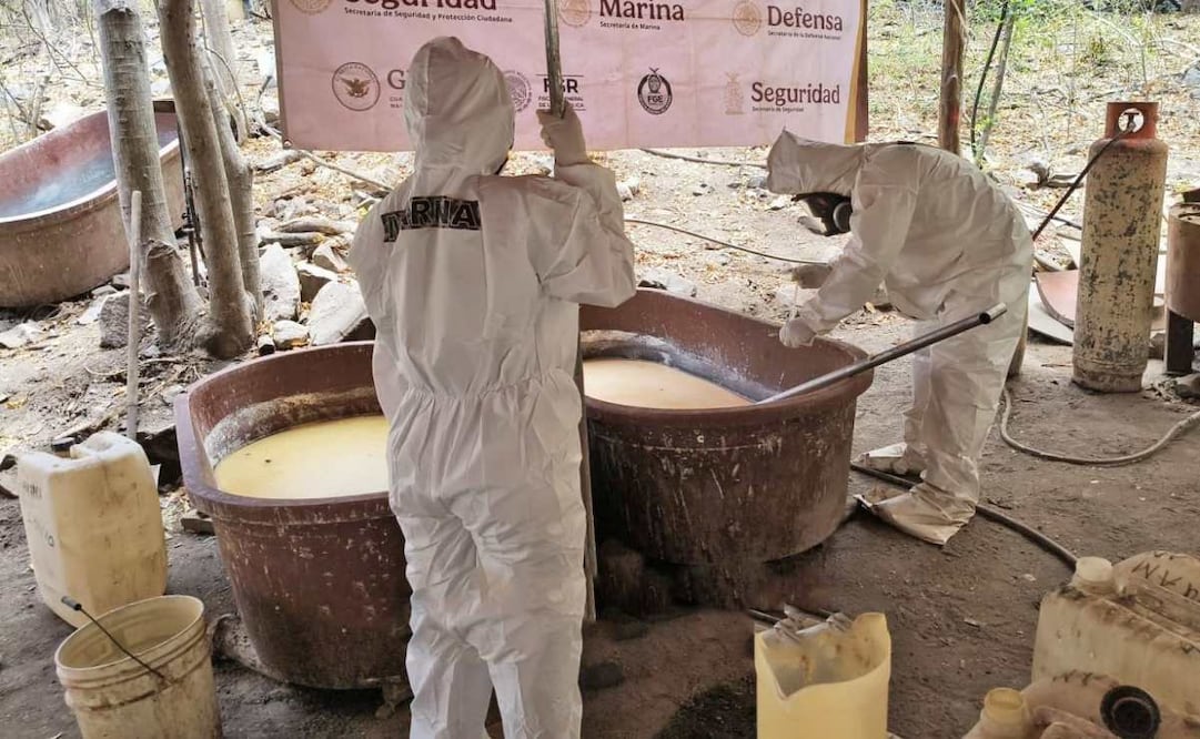 Marina desmantela en Sinaloa dos laboratorios clandestinos de “Los Mayos”. Foto: Especial