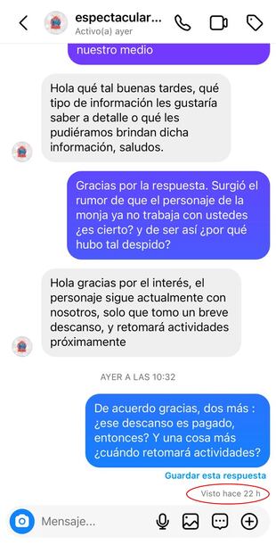 Mensaje de texto Espectaculares García. Foto: Captura de pantalla