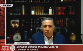 Reaparece Enrique Inzunza en la Comisión de Justicia del Senado (25/06/2026). Foto: Captura de pantalla