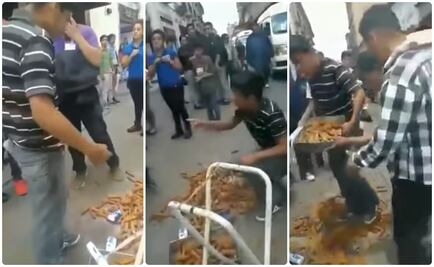 Vendedor de churros pisa su mercancía para evitar que la decomisen