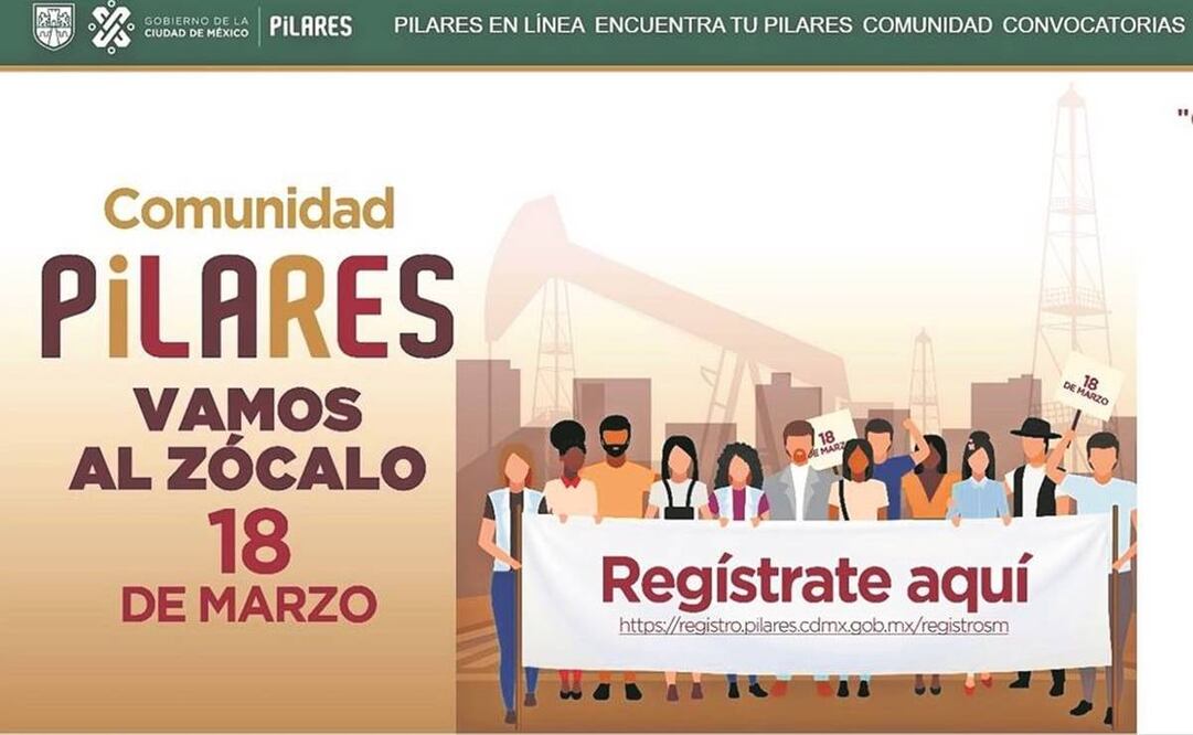 En la página de Pilares está la invitación a la concentración. Foto: Captura de pantalla