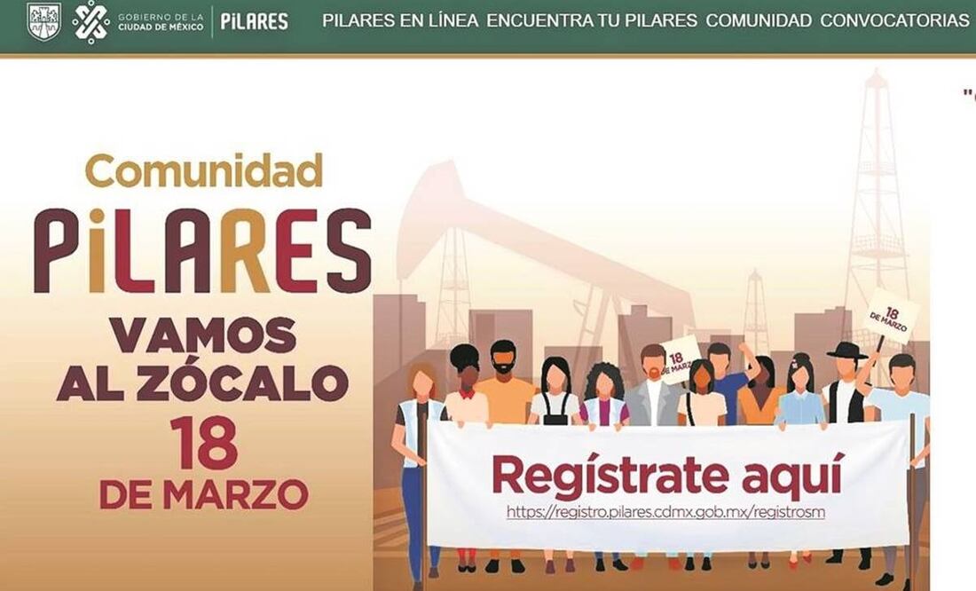 En la página de Pilares está la invitación a la concentración. Foto: Captura de pantalla