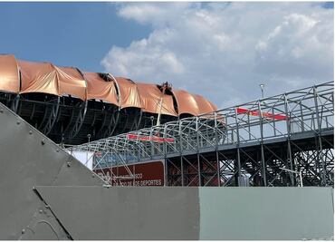 Se intensifican trabajos para cubrir totalmente el domo del Estadio GNP Seguros