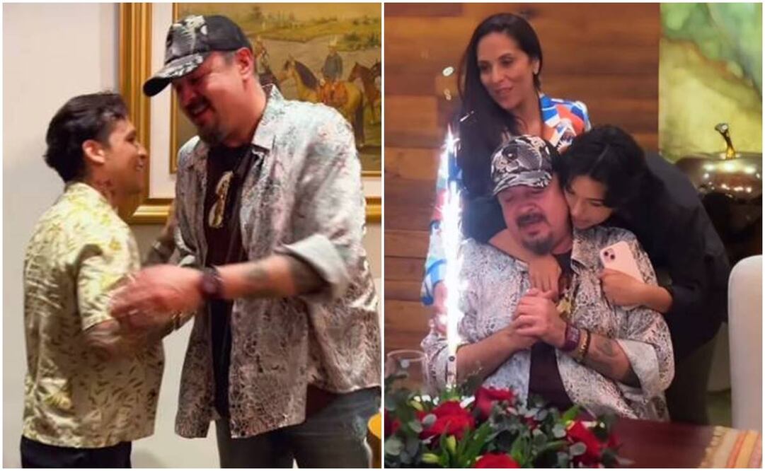 Christian Nodal y Pepe Aguilar comparten momento familiar.