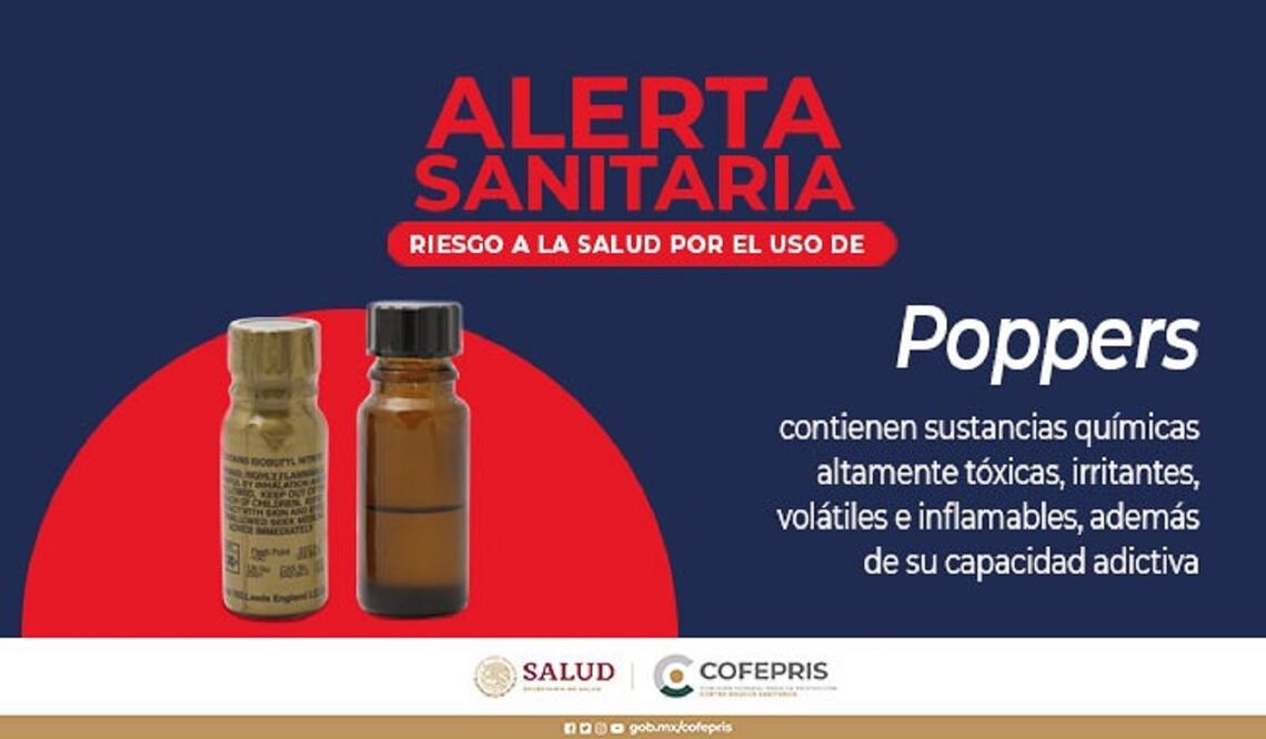 Los poppers son sustancias químicas, por lo general nitritos, que están de "moda" entre los jóvenes, pero son altamente peligrosos y adictivos. FOTO: COFEPRIS