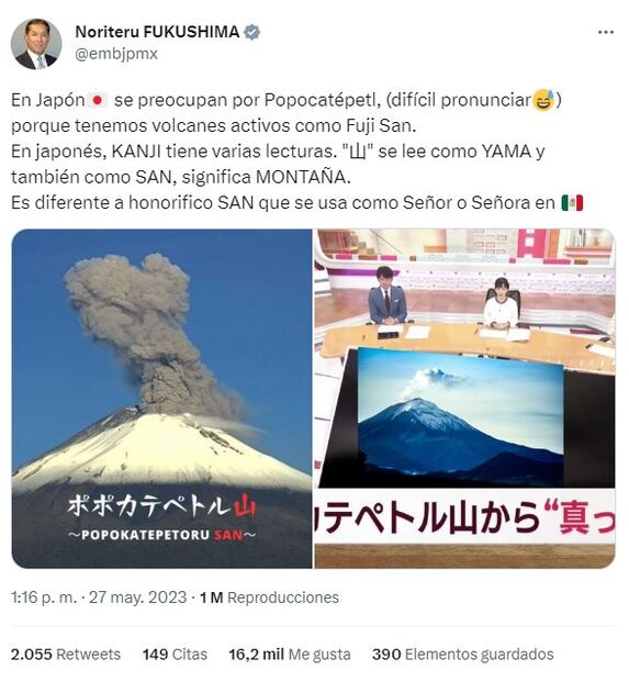 Noriteru Fukushima compartió un poco sobre el lenguaje del país nipón. Foto: Twitter