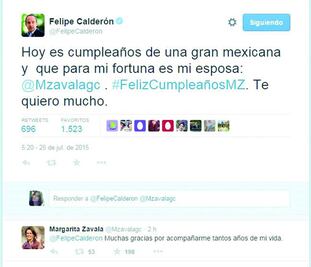 Calderón felicita a su esposa en su cumpleaños