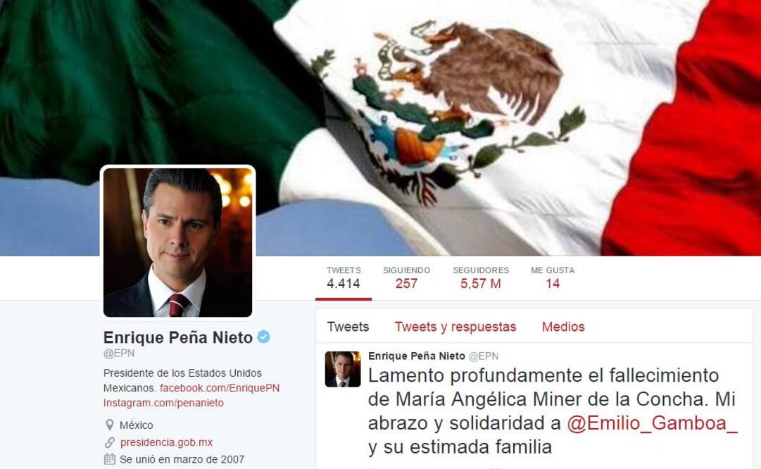 Lamenta EPN muerte de la esposa de Emilio Gamboa