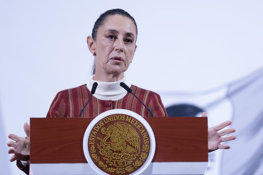 Conferencia del pueblo encabezada por la presidenta Claudia Sheinbaum Pardo en el salón de tesorería de palacio nacional. Foto: Fernanda Rojas/ EL UNIVERSAL