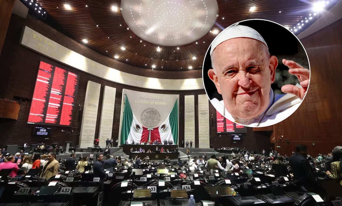 Cámara de Diputados rinde minuto de silencio por el Papa Francisco. Fotos: EL UNIVERSAL y Getty Images