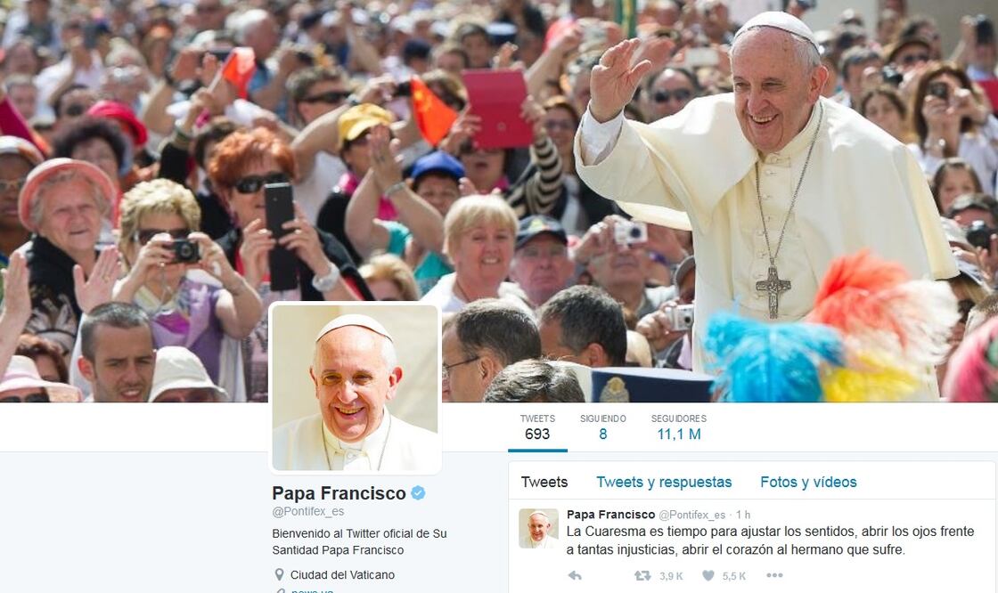 Imagen tomada del Twitter del Papa Francisco