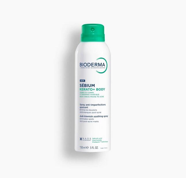 Kerato + Body es un spray de Bioderma especial para tratar el bacne. Foto: Cortesía de Bioderma