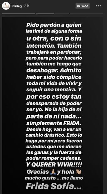 Frida Sofía explota, pide perdón y advierte cambio drástico en su vida