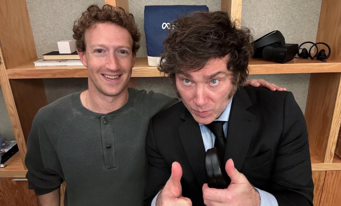 Javier Milei se reunió con Mark Zuckerberg. Foto: X @JMilei